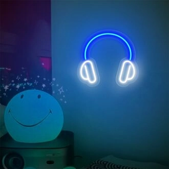 Erhellen Sie Ihren Raum: Perfekt für Wohnkultur, Büroatmosphäre und DJ-Kabinen mit dem Kopfhörer LED Neon Wandkunst Schild.