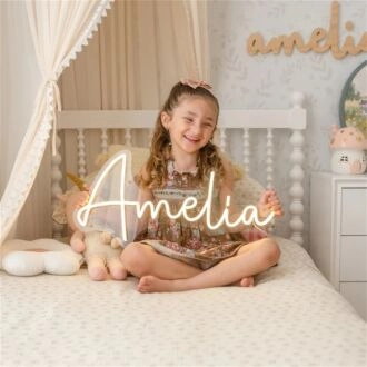 Brighten Up Your Space: LED Neon Name Amelia With Heart LED Neon Sign Perfect for Home Decor, Bars, and Romantic Celebrations.
