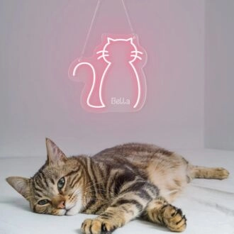 Verwandle deinen Raum: Neon-Katze und personalisiertes LED-Neonschild mit Namen für Wohnkultur, schicke Büros und lebhafte Partys.