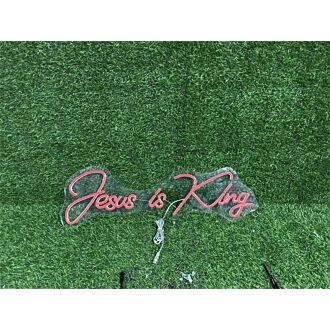 Brighten Your Sacred Spaces and Celebrations with Jesus Is King Custom LED Neon Sign for Home Decor, Worship Gatherings, and Religious Events.