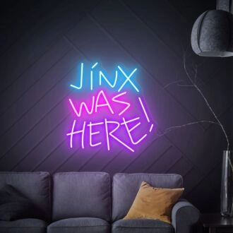 Brighten Your Bar, Game Room, or Child's Bedroom with Jinx Was Here Arcane LED Neon Sign Cartoon Character for a Magical Ambiance.