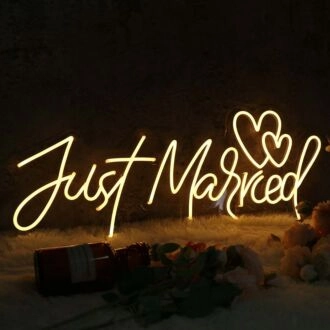 Just Married Yellow Neon Sign