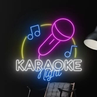 Brighten Up Your Entertainment Space with Karaoke Night LED Neon Sign - Perfect for Home Decor, Man Caves, Karaoke Bars, and Podcast Studios