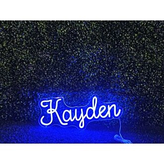 Brighten Up Your Space: Kayden Blue LED Neon Sign - Perfect for Home Decor, Offices, Bars, and Special Occasions
