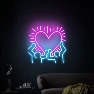 Erhellen Sie Ihren Raum mit Keith Haring Love Art Neonlicht für Wohnkultur, Bars und Feiern.