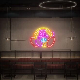 Add a Playful Glow to Your Game Room or Party with Kirby Drink Bubble Tea Led Neon Sign - A Perfect Cute Kirby Gift for Home Decor, Bars, and Celebrations.
