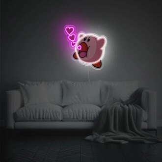 Brighten Your Space with Kirby Sucking Hearts LED Neon Acrylic Artwork – Perfect for Home Decor, Office Ambiance, or Party Visuals