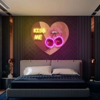 Add a Romantic Glow to Your Bedroom or Spice Up Your Wedding Decor with the Kiss Me Led UV Neon Sign.