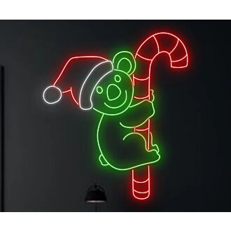 Verschönern Sie Ihren Raum: Koala-Umarmung Zuckerstange LED-Neonschild für Heimdekoration, Bars und Feiertagsfeiern.