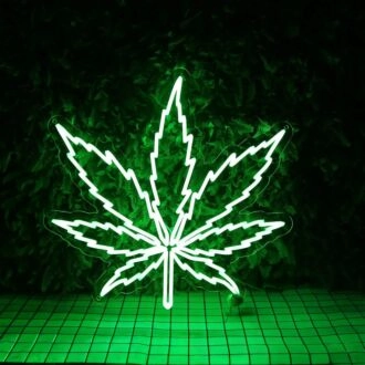 Large Leaf Green Neon Sign for Nature and Whimsical Decor