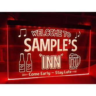 Welcome to My Inn Personalized Hanging Neon Sign