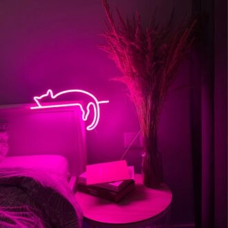 Lazy Cat Neon Sign for Animal and Whimsical Decor