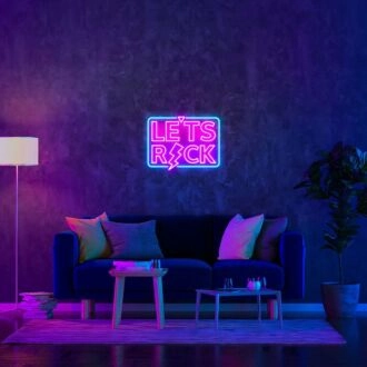 Let's Rock Music Neon Sign for Music Lovers and Fun Spaces