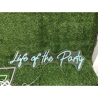 Brighten Your Wedding, Bar, and Celebrations with the Life Of The Party Blue LED Neon Sign.