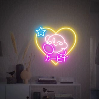 Verschönern Sie Ihren Gaming-Bereich und feiern Sie stilvoll mit der Love Kirby Dekor-Japanische Neonleuchte - Perfekt für Heimdekoration, Büroambiente und Anime-Themenpartys.