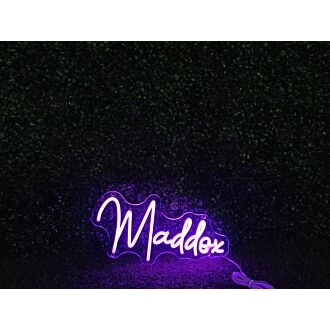 Brighten Up Your Space: Maddox Purple LED Neon Sign, Perfect for Home Decor, Bars, and Celebratory Events.