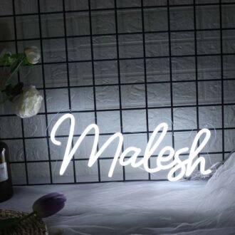 Malesh White Neon Sign