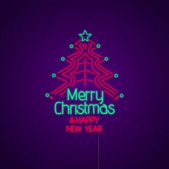 Merry Christmas And Happy New Year Neon Sign