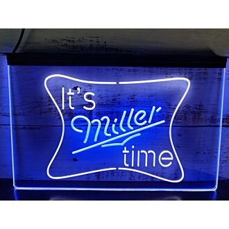 Miller It's Miller Time Dual LED Neon Sign for Beer Lovers and Bars