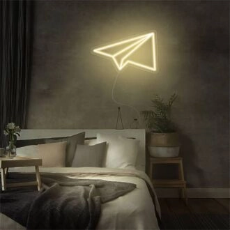 Light Up Your Office or Kid's Room with the Mini Paper Plane LED Neon Sign.