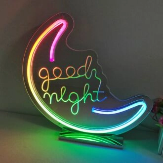 Good Night Moon Colorful Mirror Neon Signs