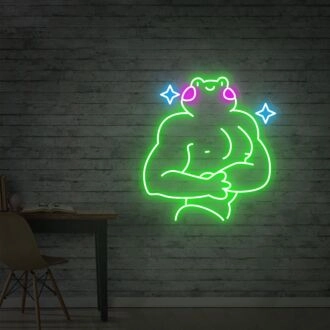 Brighten Up Your Game Room, Parties, and Home Decor with the Muscle Frog Neon Sign - A Whimsical Touch for Any Space!