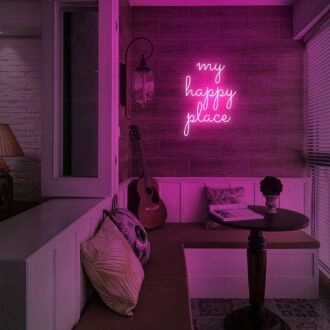 Cozy My Happy Place Neon Sign for Personal Retreats and Reading Nooks
