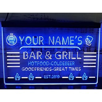 Name Personalized Custom Bar and Grill Dual LED Neon Sign for Personalized Decor