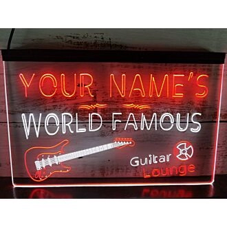 Name Personalized Guitar Lounge Beer Bar Pub Room Dual LED Neon Sign for Personalized Decor
