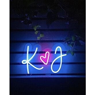Brighten Your Special Day and Spaces: Name Sign Wedding K Love J LED Neon Sign for Weddings, Home Décor, and Celebratory Events