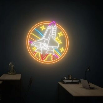 Brighten Your Space with Nasa Round Sign Handcrafted Led Neon Sign - Perfect for Home Decor, Offices, and Themed Parties