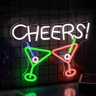 Colorful Cheers Bar Drink Neon Sign