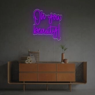 Elevate Your Space: Oh You Beauty LED Neon Sign for Trendy Home Decor, Vibrant Office Settings, and Chic Bar Ambiances.