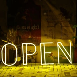 Open Yellow Neon LED Sign for Businesses and Shops