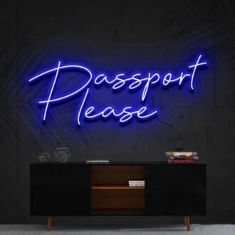 Passport Please Neon Sign for Travel Themed Spaces