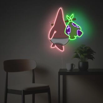 Brighten Your Space: Patrick Star Who Ran Away From Home LED Neon Acrylic Artwork - Perfect for Bedrooms, Bars, and Playrooms.