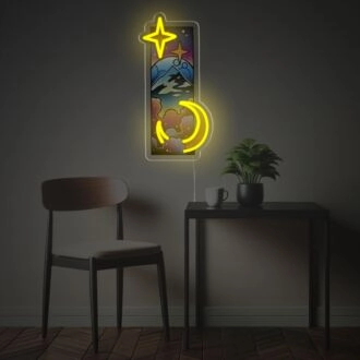 Transform Your Space: Peaceful Night View LED Neon Acrylic Artwork Perfect for Home Decor, Office Ambiance, or Evening Events.