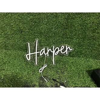 Brighten Up Your Special Occasions: Personalize Custom Harper With Heart LED Neon Sign for Weddings, Parties, and Romantic Home Decor.