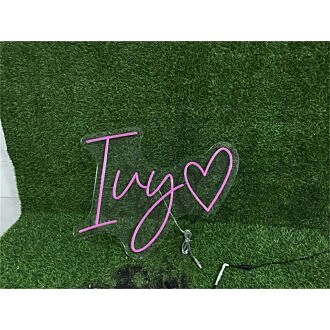 Elevate Weddings, Bars, and Home Decor with the Personalize Custom Ivy With Heart LED Neon Sign.
