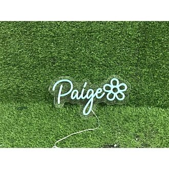 Brighten Your Special Moments: Personalize Custom Paige With Flower LED Neon Sign for Weddings, Parties, and Home Decor