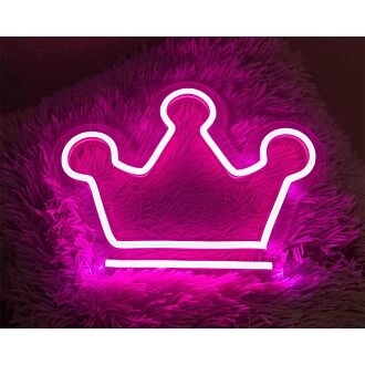 Brighten Up Your Space: Pink Crown LED Neon Sign for Home Decor, Trendy Office Accent, or Chic Bar Ambiance.
