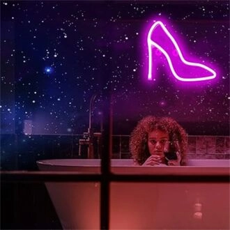 Add a Flirty Flare to Your Bedroom, Boutique, or Girls' Night with the Pink High Heels LED Neon Sign.