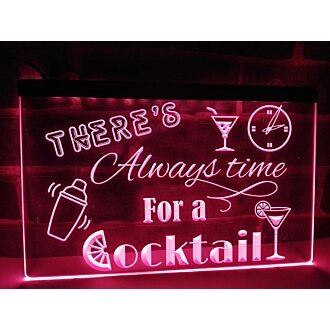 There's Always time for a Cocktail Hanging Neon Sign