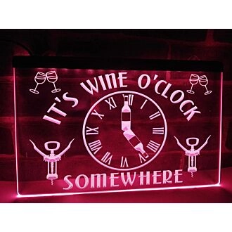 It's Wine O'Clock Somewhere Hanging Neon Sign