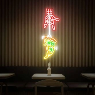Brighten Up Your Pizza Shop, Kitchen, or Weekend Bash with the Pizza Led Neon Sign Hand Pizza Storefront Sign Wall Art.