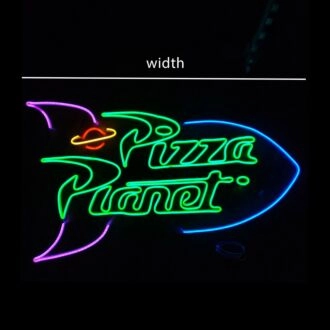 Pizza Planet Rocket Neon Sign for Fun and Whimsical Spaces