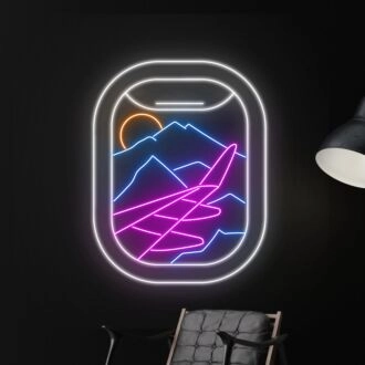 Plane Window View Mountain Led Neon Sign Custom View Mountain Led Sign