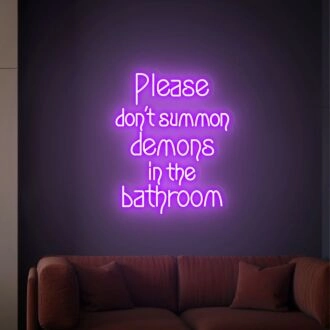 Light Up Your Halloween Festivities and Spooky-Themed Parties with the "Please Don't Summon Demons In The Bathroom" LED Neon Sign - Perfect for Home Decor, Bars, and Haunted Houses.