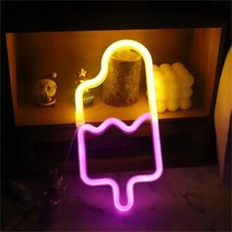 Brighten Up Your Space: Popsicle Shaped LED Neon Sign for Home Decor, Bars, and Summer Parties