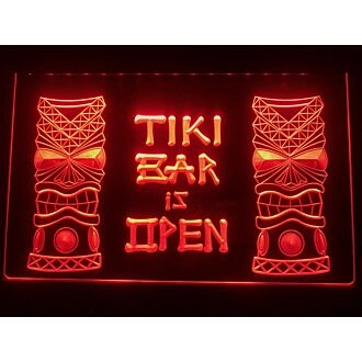 Tiki Bar is Open Hanging Neon Sign